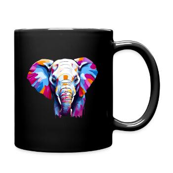 Wunderschöner Elefantenkopf. Lebendiges Elefantenporträt - Tasse einfarbig - Schwarz - Rechts
