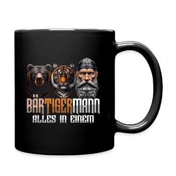 Bärtigermann Bär Tiger Mann Geschenk Bart Sprüche - Tasse einfarbig - Schwarz - Rechts