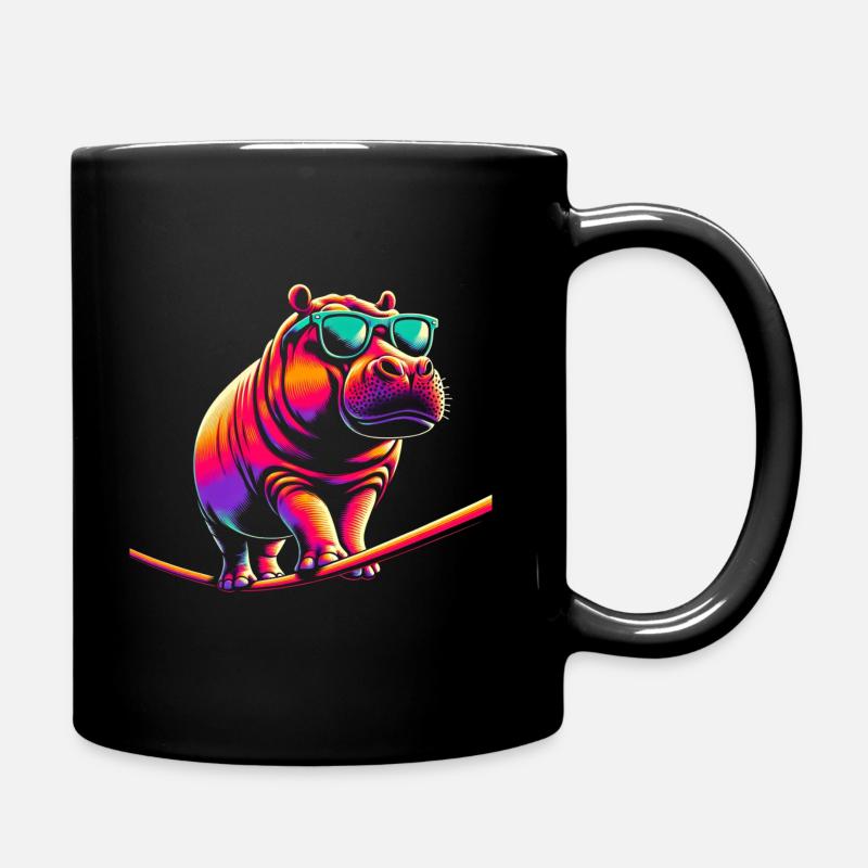 Nilpferd Slackline - Tasse einfarbig - Schwarz