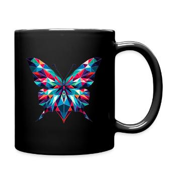 Butterfly in polygon illustration - Full Colour Mug - black - Right