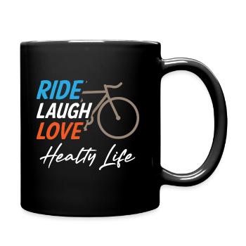 Ride Laugh Love Healty Life - Tasse einfarbig - Schwarz - Rechts