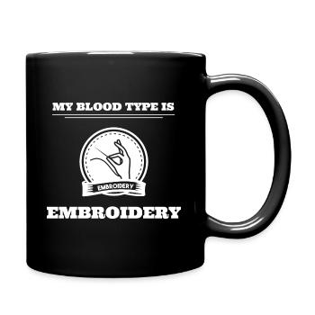 My Blood Type Is Embroidery Schneider - Tasse einfarbig - Schwarz - Rechts