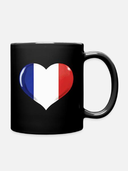 FRANKREICH FAHNE HERZ FLAGGE FRANKREICH - Tasse einfarbig - Schwarz