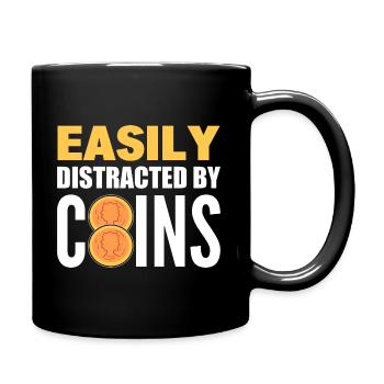 Easily Distracted By Coins Münzsammler - Tasse einfarbig - Schwarz - Rechts