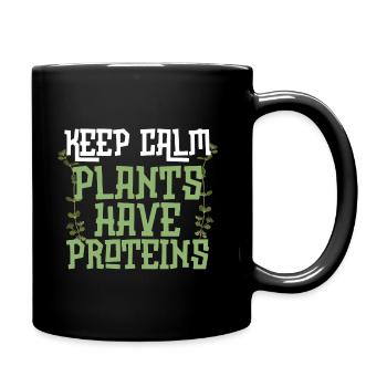 Funny keep calm plants have proteins plant lover - Full Colour Mug - black - Right