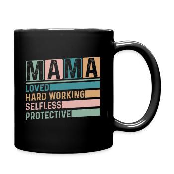 Mama Muttertag geliebt, selbstlos, beschützerin - Tasse einfarbig - Schwarz - Rechts