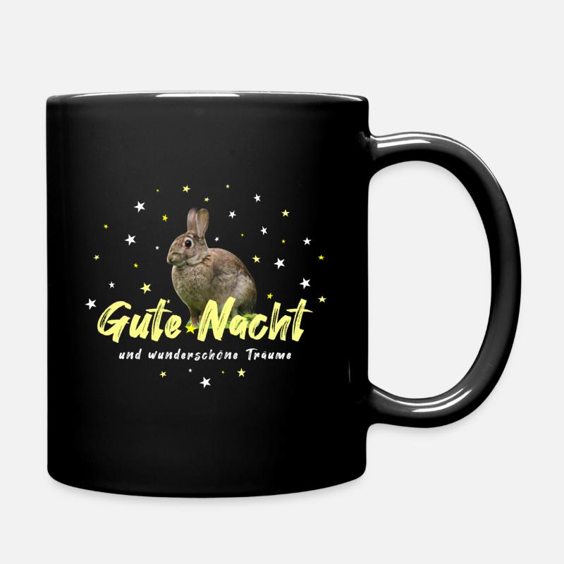 Schlafshirt mit Hasen - Tasse einfarbig - Schwarz