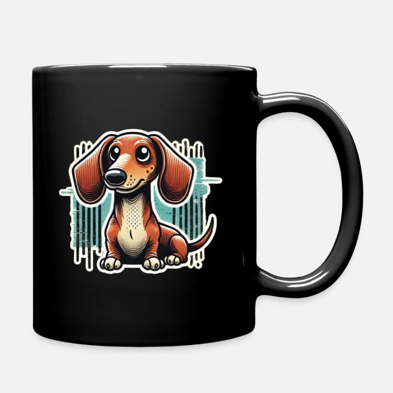 Süßer Dackel Comic Stil Teckel Hund - Tasse einfarbig - Schwarz