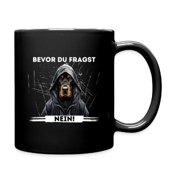 Hund & Humor | Bevor du fragst - Tasse einfarbig - Schwarz - Rechts