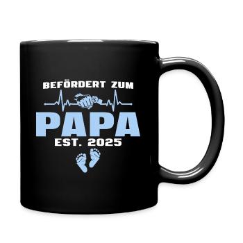 Papa est. 2025 Vater - Tasse einfarbig - Schwarz - Rechts