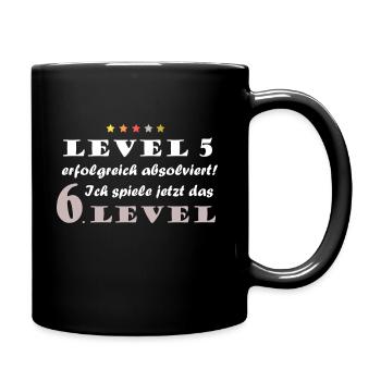 6. Geburtstag Level 6 - Tasse einfarbig - Schwarz - Rechts