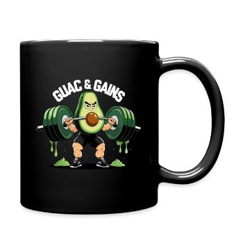 Lustiges Avocado-Fitness Design - Tasse einfarbig - Schwarz - Rechts