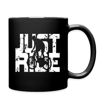 Just Ride and Pedal Motivational Cycling Quote - Tasse einfarbig - Schwarz - Rechts