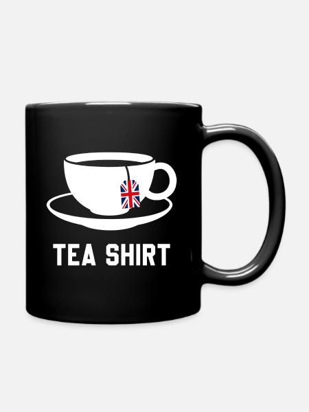 Tea Shirt – Calm Teacup Pun - Full Colour Mug - black