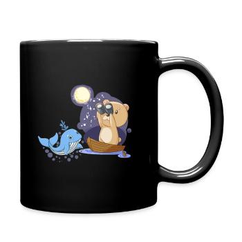 Ours en peluche marin avec baleine fantaisie enfants - Mug uni - noir - Droite