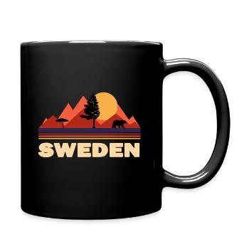 schweden und Natur - Geschenk auf schwedisch - Tasse einfarbig - Schwarz - Rechts