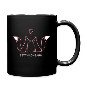 Bettnachbarn Füchse | Paar-Liebe - Tasse einfarbig - Schwarz - Rechts