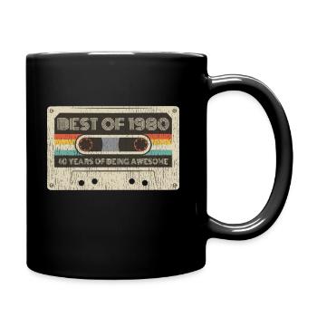 40th birthday 40 years 1980 retro tape cassette - Full Colour Mug - black - Right