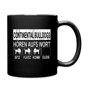 Continental Bulldog Hunde Geschenk Hund - Tasse einfarbig - Schwarz - Rechts