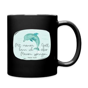 Christliches Design mit Delphin - Tasse einfarbig - Schwarz - Rechts