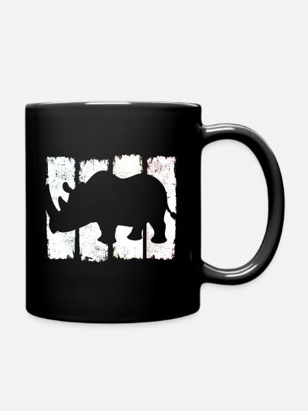 Rhinoceros rhinoceros retro - Full Colour Mug - black