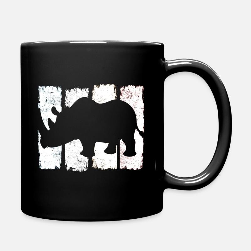 Rhinoceros rhinoceros retro - Full Colour Mug - black