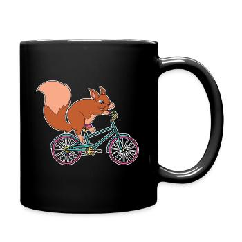 Eichhörnchen Tiermotiv Fahrradfahrer - Tasse einfarbig - Schwarz - Rechts