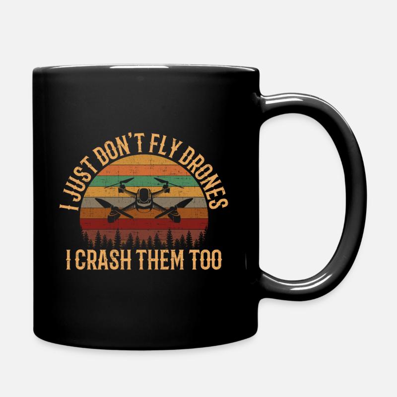 Ich fliege nicht nur Drohnen, FPV Quadcopter Drohne - Tasse einfarbig - Schwarz