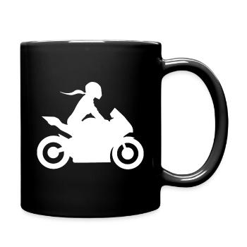 Bikergirl Supersportler Bikerin Motorradfahrerin - Tasse einfarbig - Schwarz - Rechts