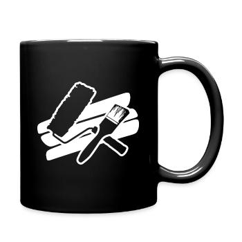 Maler Rolle Pinsel Malermeister Handwerker - Tasse einfarbig - Schwarz - Rechts