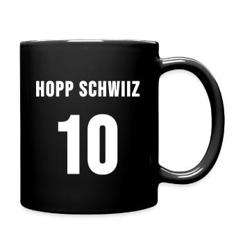 Hopp Schweiiz 10 bester Schweizer Fussball Fan - Tasse einfarbig - Schwarz - Rechts