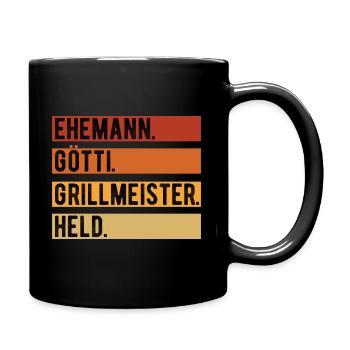 Ehemann Götti Grillmeister Held Götti Geschenk - Tasse einfarbig - Schwarz - Rechts