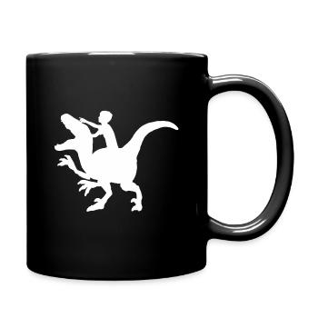 Enfant chevauche Velociraptor T-Rex dinosaure Raptor - Mug uni - noir - Droite