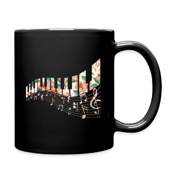 Piano Keys Blume Keyboard Player Music Teacher - Full Colour Mug - black - Right