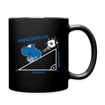Hyppotenuse Abi Schule lustiges Hippo - Tasse einfarbig - Schwarz - Rechts