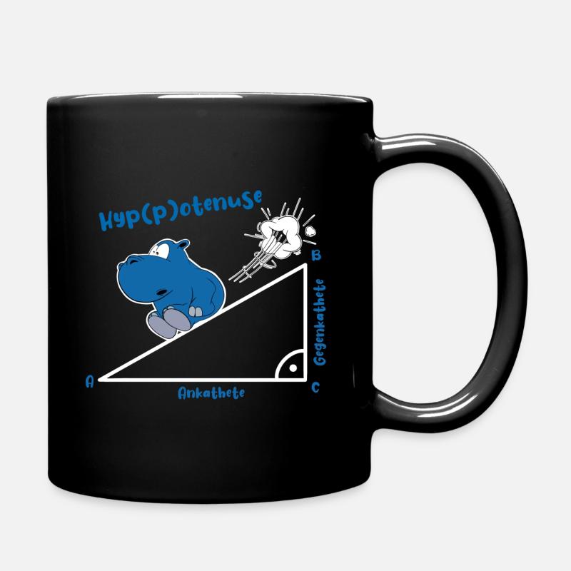 Hyppotenuse Abi Schule lustiges Hippo - Tasse einfarbig - Schwarz