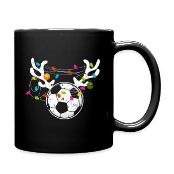 Weihnachtsbaum Lichterkette Fußball Weihnachts - Tasse einfarbig - Schwarz - Rechts
