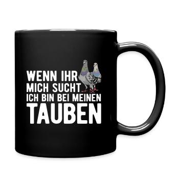 Taube Tauben Vogel - Tasse einfarbig - Schwarz - Rechts