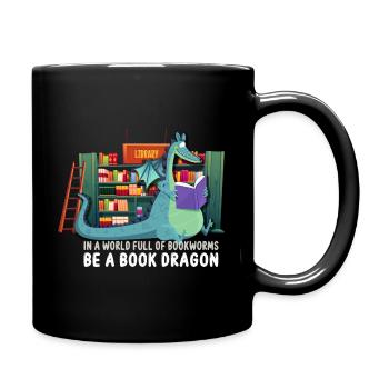 Bookworm Bookdragon Books Dragon Book Fan Reading Fan - Full Colour Mug - black - Right