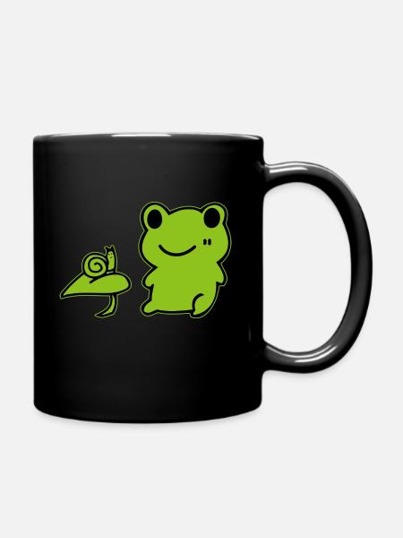Grenouille kawaii avec escargot - Mug uni - noir