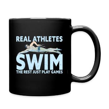 De vrais athlètes nagent drôle natation Swimer - Mug uni - noir - Droite