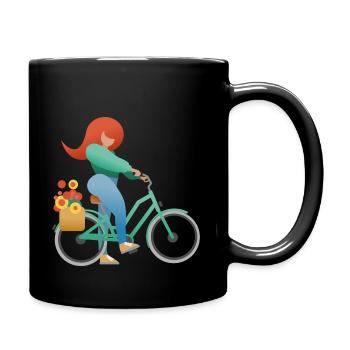 Fröhliches Radeln - Tasse einfarbig - Schwarz - Rechts