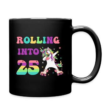 Rouler dans 25 ans Licorne - Mug uni - noir - Droite