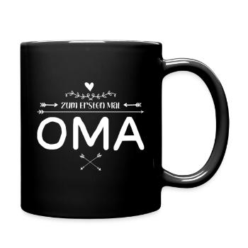 Zum Ersten Mal Oma - Tasse einfarbig - Schwarz - Rechts