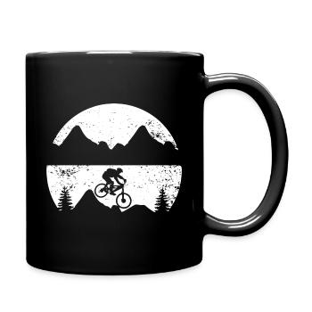 Cyclists Silhouette MTB Bicycle Mountains - Full Colour Mug - black - Right