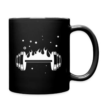 Bodybuilding Gewichtheben Fitness Workout - Tasse einfarbig - Schwarz - Rechts