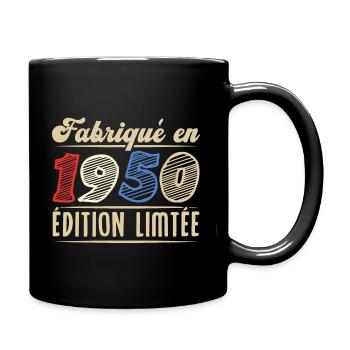 Fabriqué en 1950, Vintage cadeau d'anniversaire - Mug uni - noir - Droite