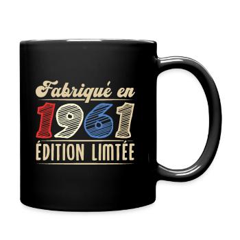 Fabriqué en 1961, Vintage cadeau d'anniversaire - Mug uni - noir - Droite