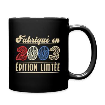 Fabriqué en 2003, Vintage cadeau d'anniversaire - Mug uni - noir - Droite