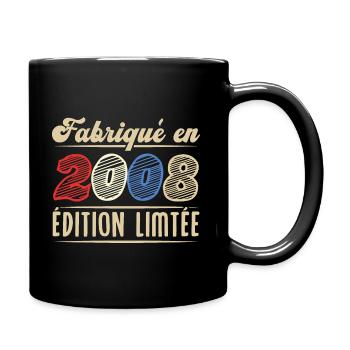 Fabriqué en 2008, Vintage cadeau d'anniversaire - Mug uni - noir - Droite